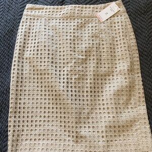 Banana Republic Cream Eyelet Pencil Skirt